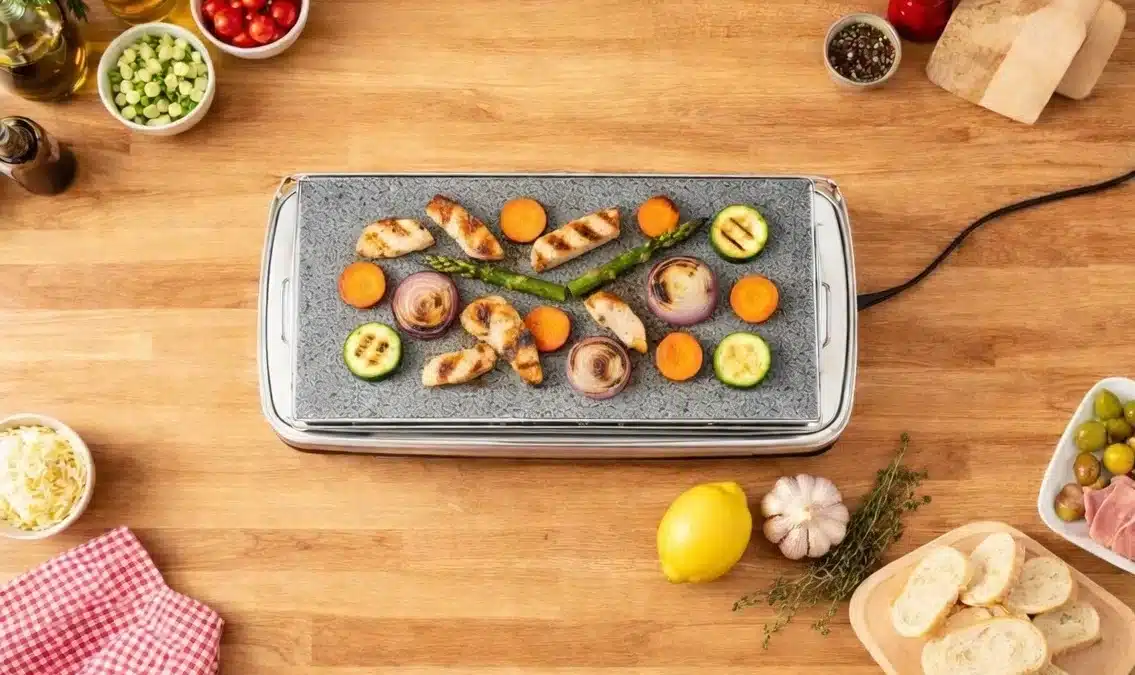 Pierrade® de poulet mariné aux légumes de printemps