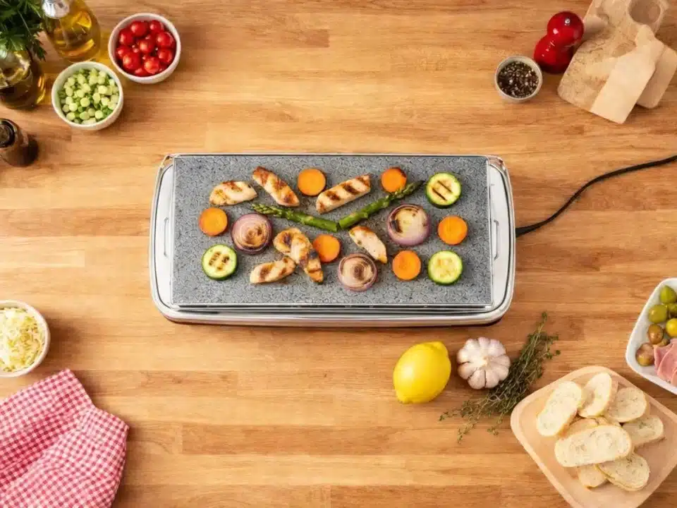 Pierrade® de poulet mariné aux légumes de printemps